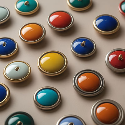Decorative buttons and rivets for fashion accessories