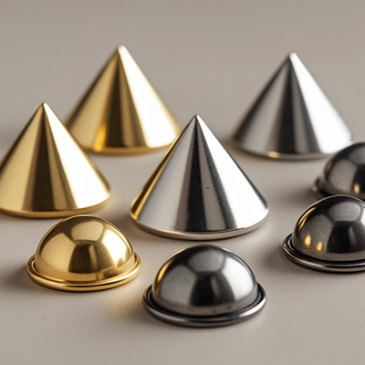 Decorative buttons and rivets for fashion accessories