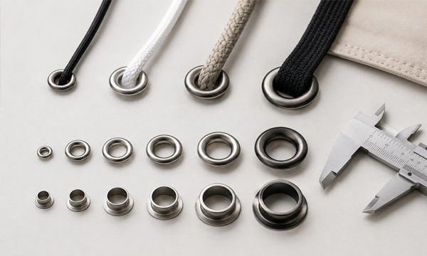 Metal eyelets and grommets for garments and leather goods