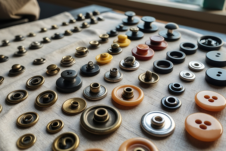 Buttons snaps and hook-and-eye fasteners for apparel